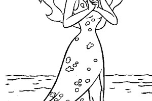Princess Mermaid Ariel at BEACH Coloring Pages for Girls