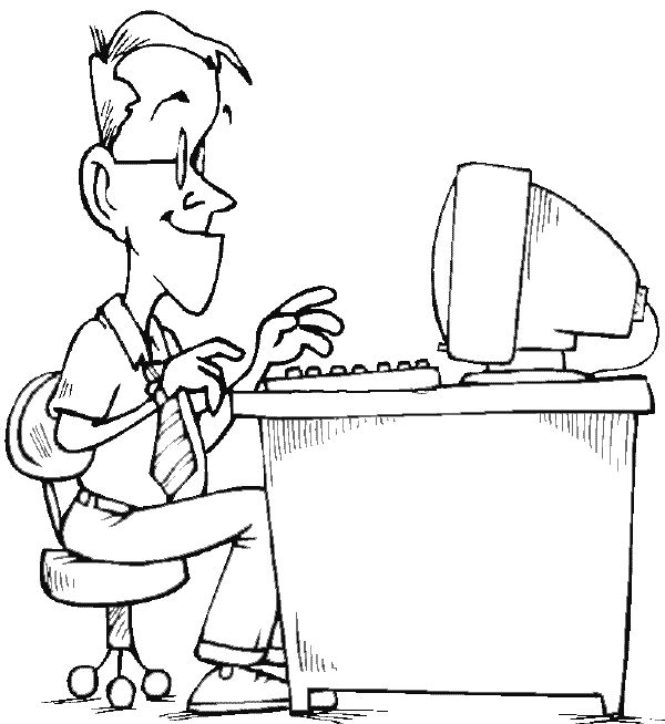  Professional Worker Computer Coloring Book | Free Coloring Pages