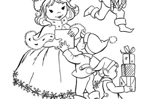 Give Gift to Kids Christmas Elf Print Coloring Pages