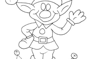 Happy Christmas Elf Print Coloring Pages