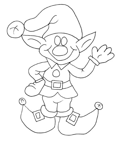  Happy Christmas Elf Print Coloring Pages