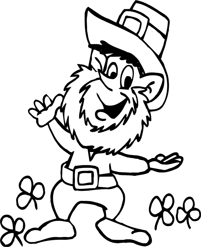 Happy Leprechaun Colouring Pages