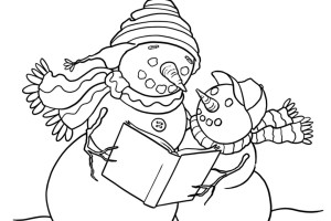Mother and Son Snowman Print Coloring Pages For Kids
