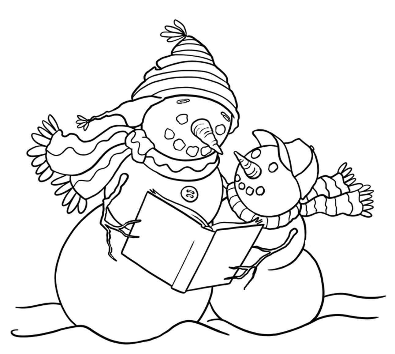  Mother and Son Snowman Print Coloring Pages For Kids