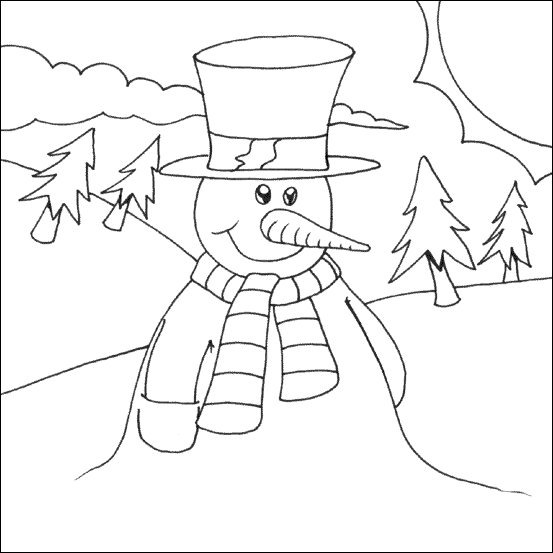 Mountain Snowman Print Coloring Pages For Kids