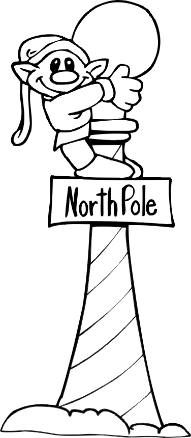 North Pole Christmas Elf Print Coloring Pages