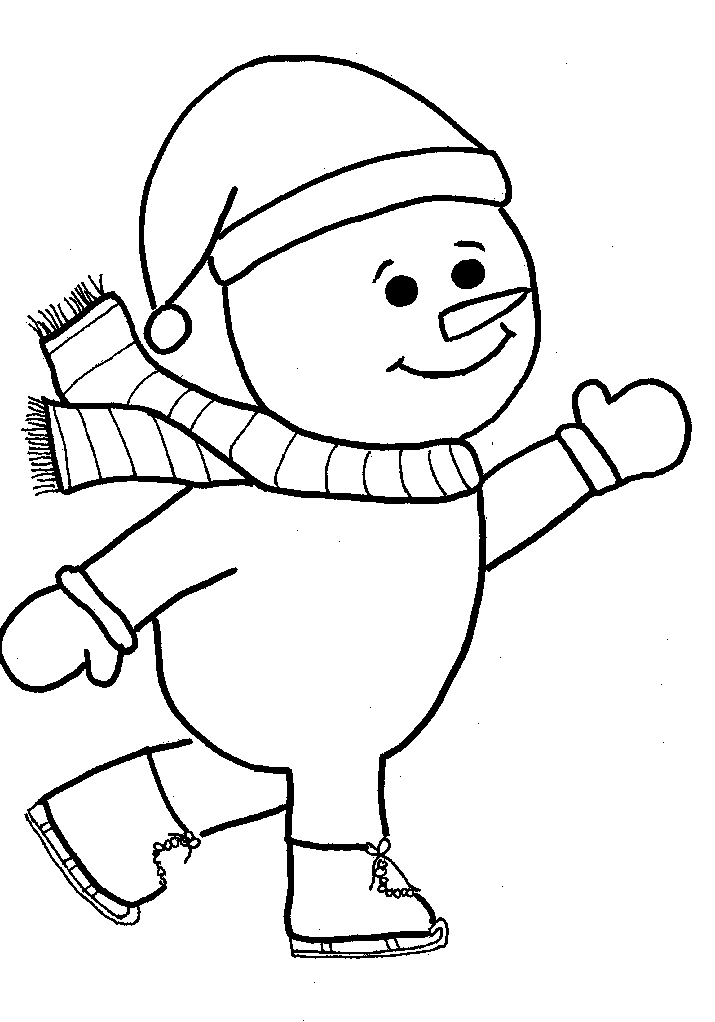 Skating Snowman Print Coloring Pages For Kids