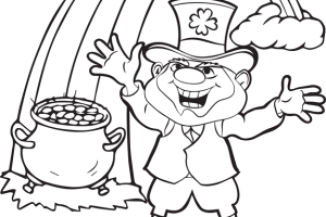 Smiling Leprechaun Colouring Pages