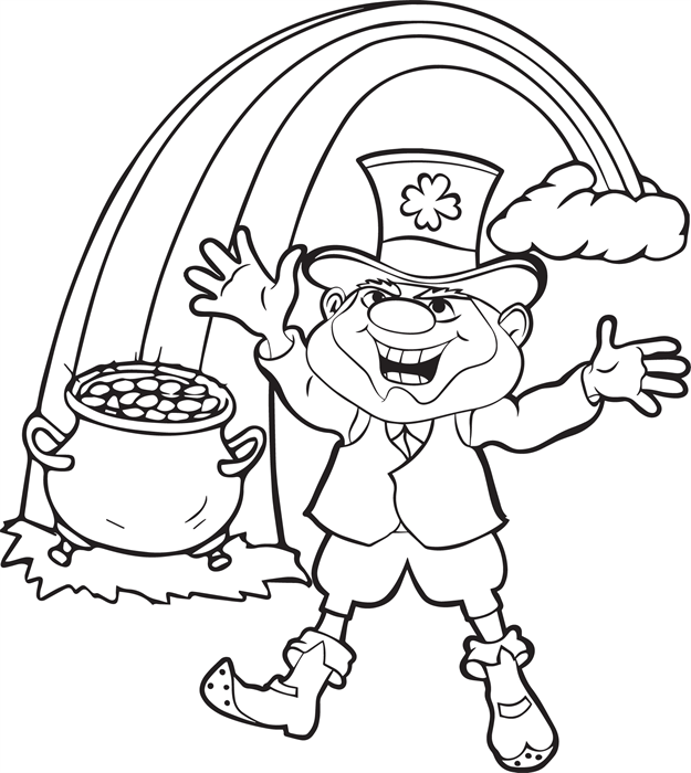  Smiling Leprechaun Colouring Pages