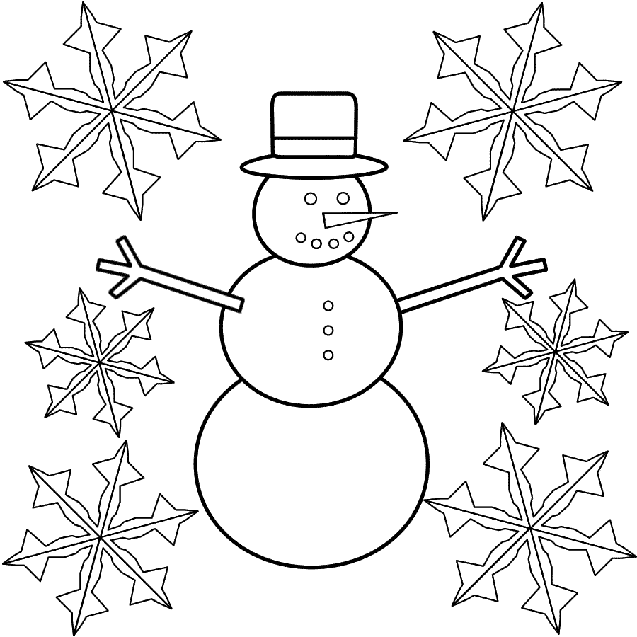  Snowflakes + Snowman Coloring Pages For Kids