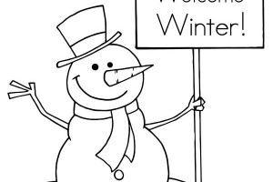 Welcom Winter Snowman Print Coloring Pages For Kids